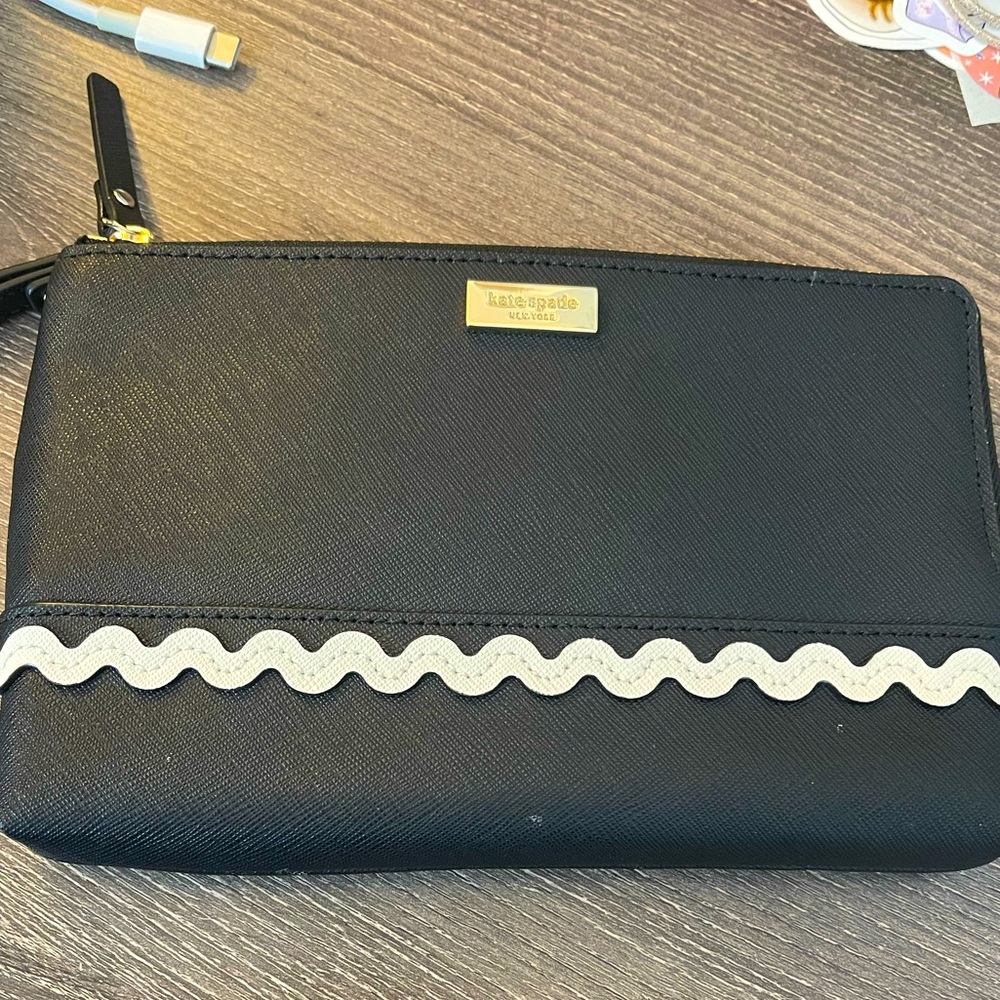 NWOT Kate Spade Double Zipper Clutch Black